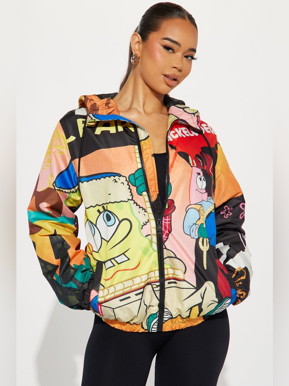 Members Only Jacket Windbreaker Hooded Nickelodeon SpongeBob - Unisex, size M